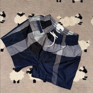 Burberry Blue and Black Athletic Shorts with Elastic Waistband
